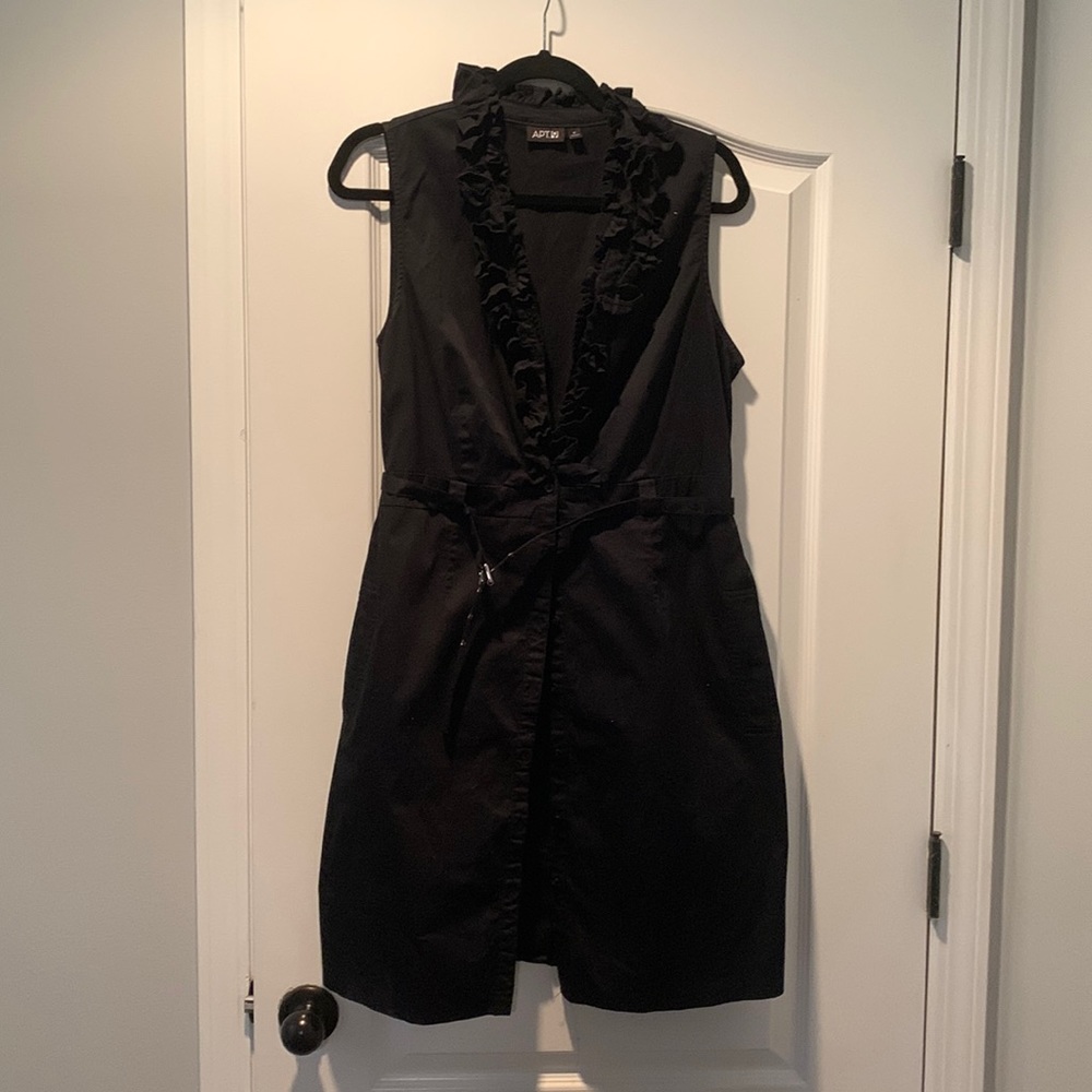 Button Down black dress with belt sleeveless